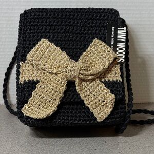 Timmy Woods Beverly Hills Collection Black Mini Bag with Gold Bow